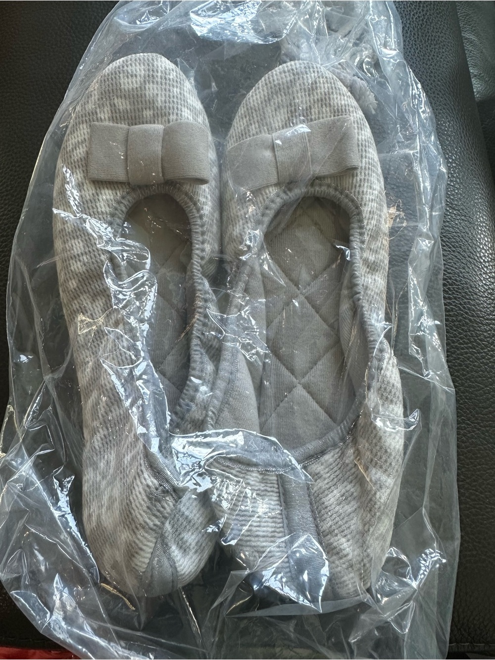 NWT Victoria's Secret Quilted Gray Ballet Slippers with Bow